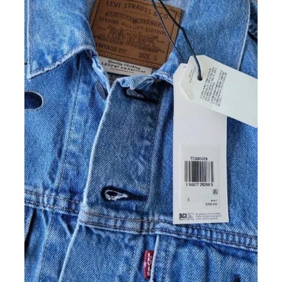 LEVI'S Premium Vintage Ink Blot Men's Trucker Jean Jacket RARE NWT - Picture 3 of 3
